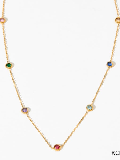 KCD517,Gold,colored CZ Stainless steel Geometric Necklace
