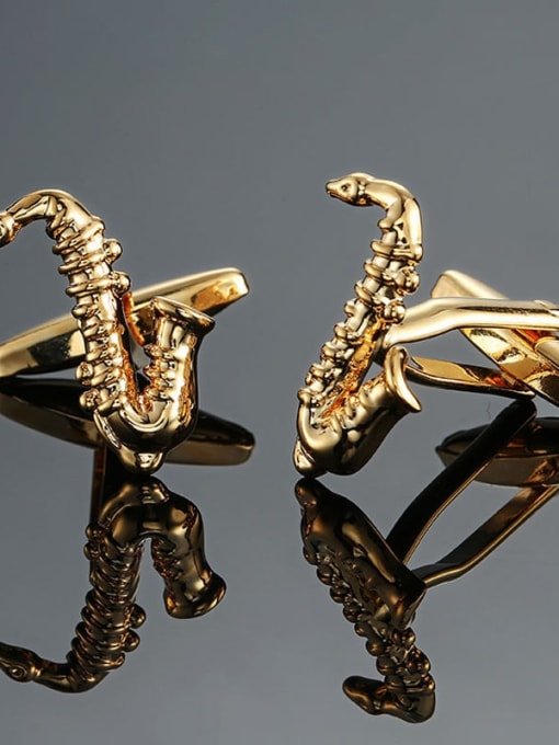 Golden saxophone Brass Geometric Trend Cuff Link