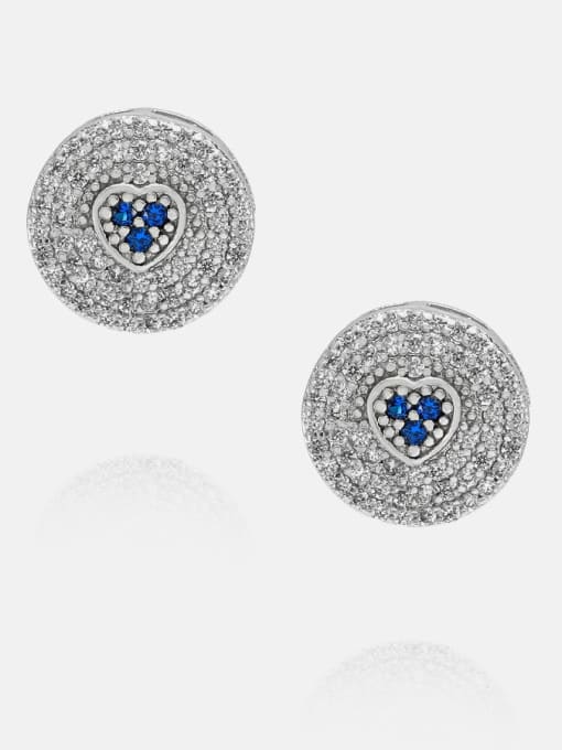 Platinum blue zirconium white zirconium Brass Cubic Zirconia Round Minimalist Stud Earring