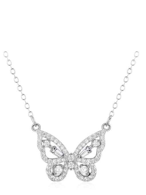 LM 925 Sterling Silver Cubic Zirconia White butterfly Necklace 0