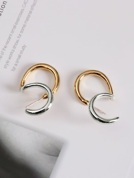 Gold and Silver Color Two color Brass Geometric Classic Hoop S shaped Earring