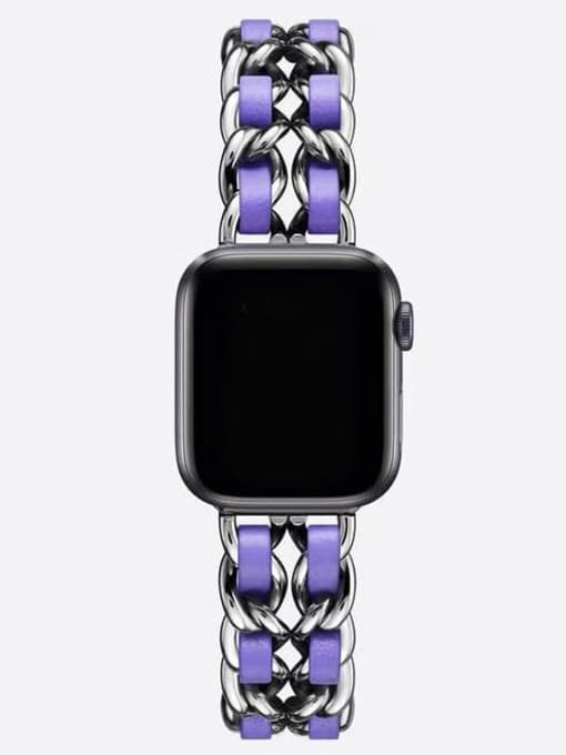 Silver and violet Alloy Metal Wristwatch Band For Apple Watch Series 2-5
