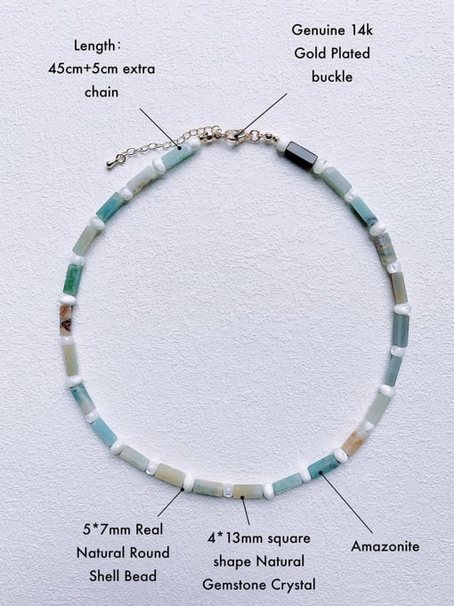 Scarlet White N-STSH-0003  Natural  Gemstone Crystal Geometric Beaded  Chain Handmade Beaded  Necklace 1