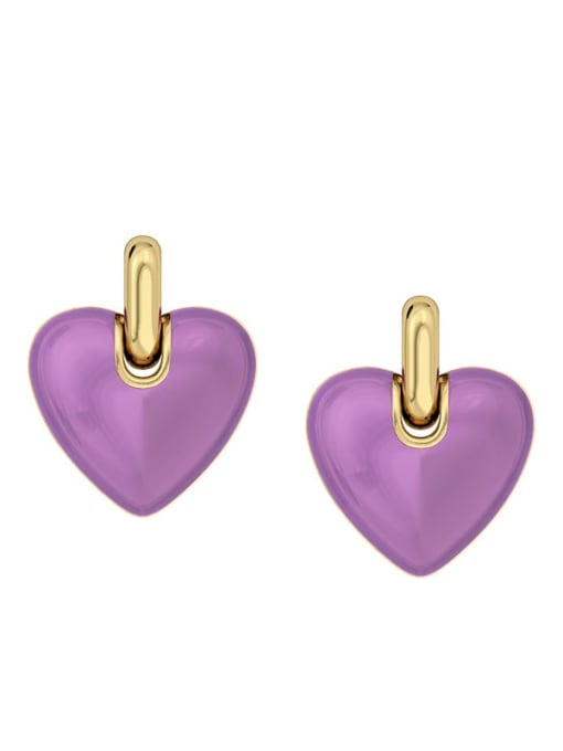Earrings Brass Pink Bold Heart Necklace