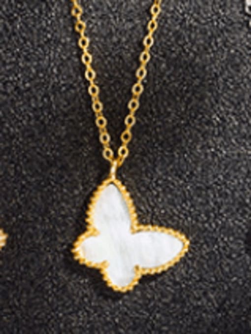 Gold Plated , White Shell 925 Sterling Silver Shell Multiple color Butterfly Dainty Necklace