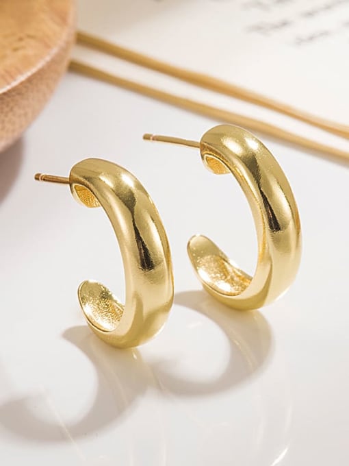 golden Brass Geometric Hoop CC Earring