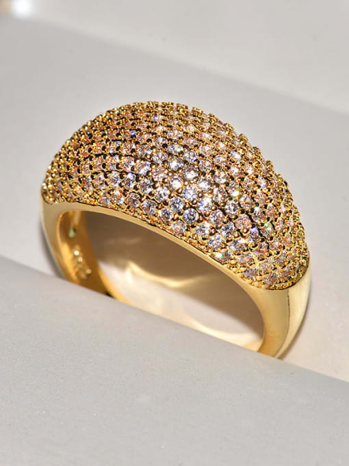 LM Brass Cubic Zirconia Geometric Luxury Ring 0