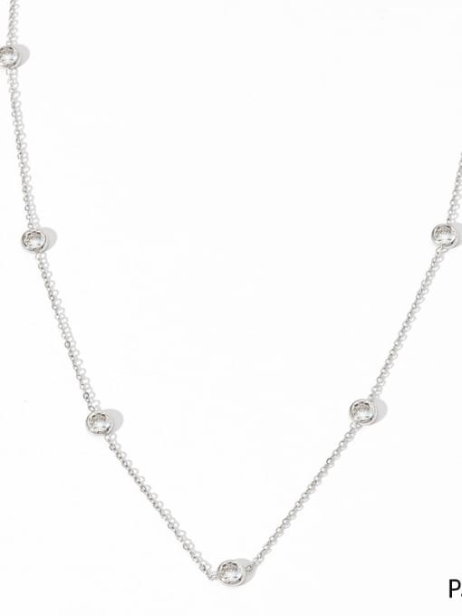 PAD929, Platinum Color, White CZ Stainless steel Geometric Necklace