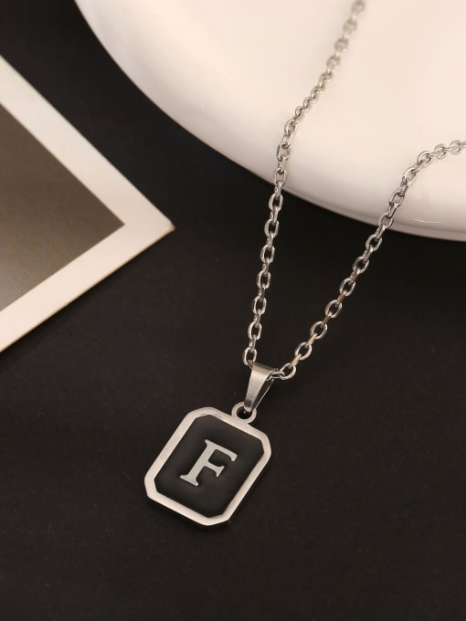 F Stainless steel Geometric Initials Necklace