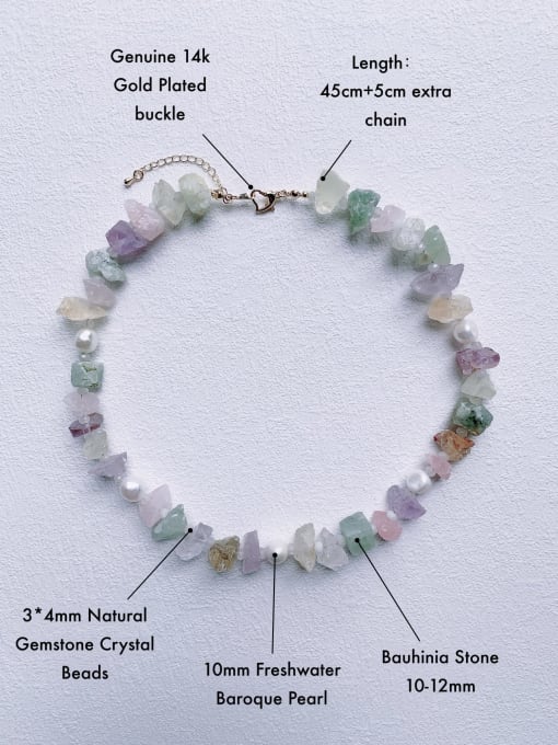 Scarlet White N-STPE-0008  Natural Gemstone Crystal Beads Chain Handmade Beaded Necklace 2