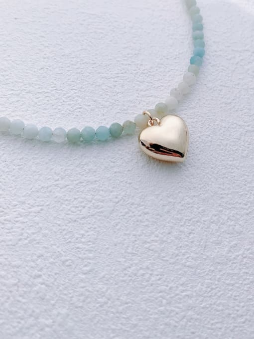 Scarlet White N-DIY-005 Natural Gemstone Crystal Chain  Minimalist Heart Pendant handmade Beaded  Necklace 2