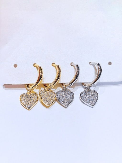 Ming Brass Cubic Zirconia Heart Minimalist Huggie Earring 0