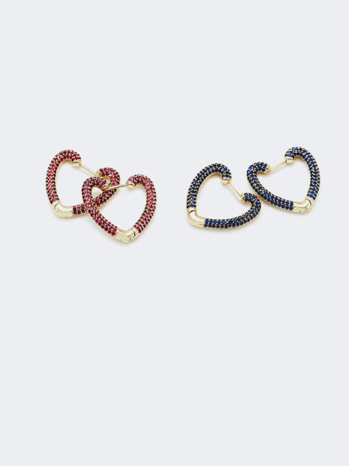XYZ Brass Cubic Zirconia Heart Vintage Huggie Earring 1