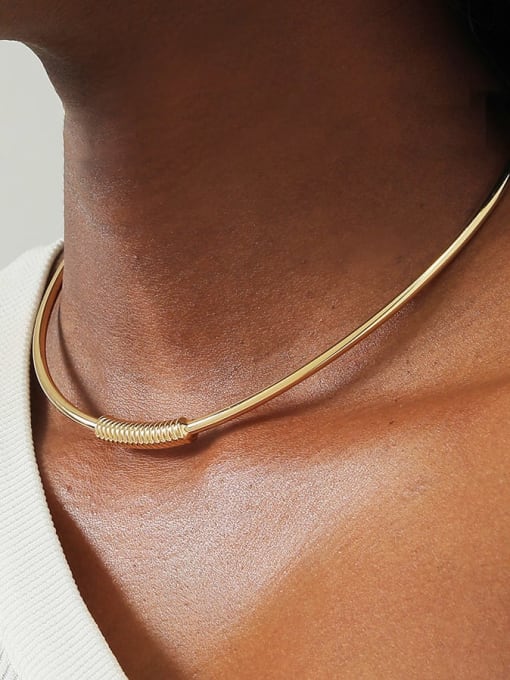 LM Brass Round Minimalist Choker Necklace 1
