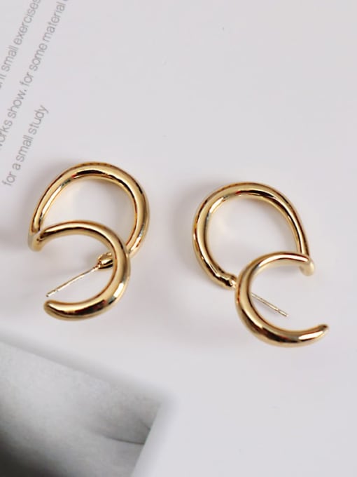 Gold color Two color Brass Geometric Classic Hoop S shaped Earring
