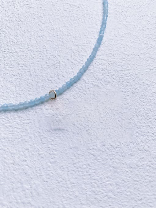 Aquamarine Beaded Chain+no pendant N-DIY-012 Aquamarine Chain Heart Pendant Minimalist Handmade Beaded Necklace