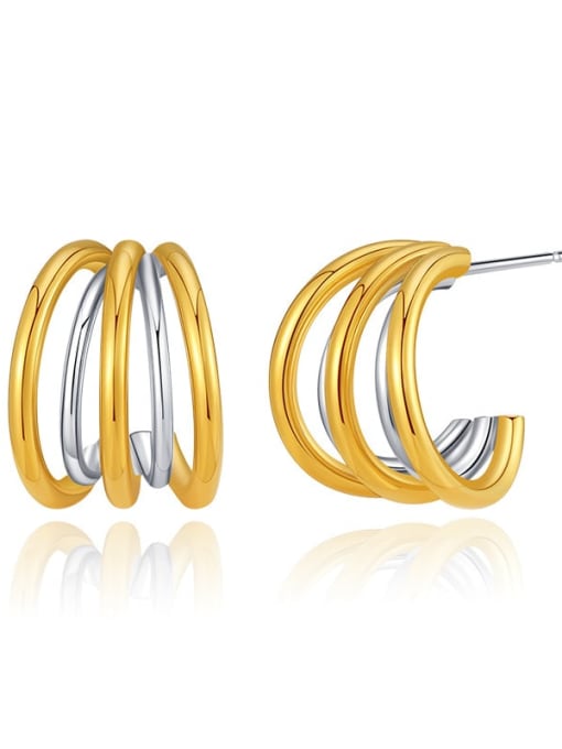 KE0697 Brass Gold and silver trend 2023 tricolor Earring