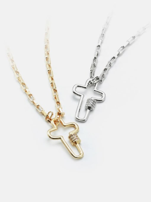 XYZ Brass  Hollow Cross Minimalist Necklace 2