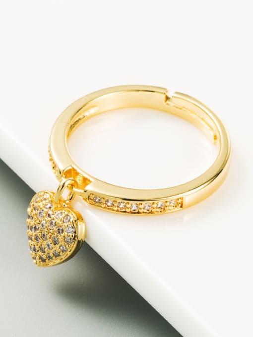 golden Color Brass Heart Ring
