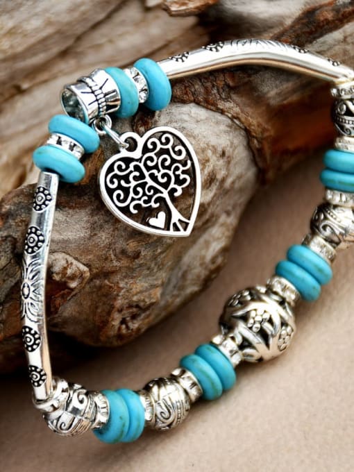 LM Alloy Turquoise Heart Vintage Charm Bracelet 1