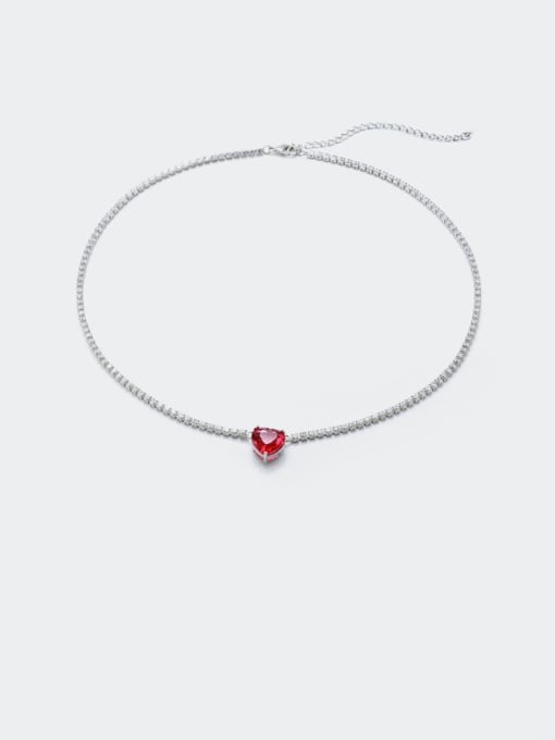 XYZ Brass Cubic Zirconia Heart Dainty Necklace 3