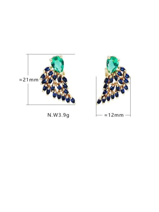 XYZ Brass Cubic Zirconia Leaf Luxury Stud Earring 3