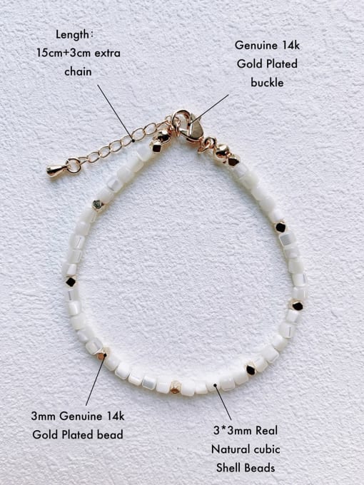 Scarlet White Natural  Geometric Shell Handmade Beaded Bracelet(B-PE-017) 3