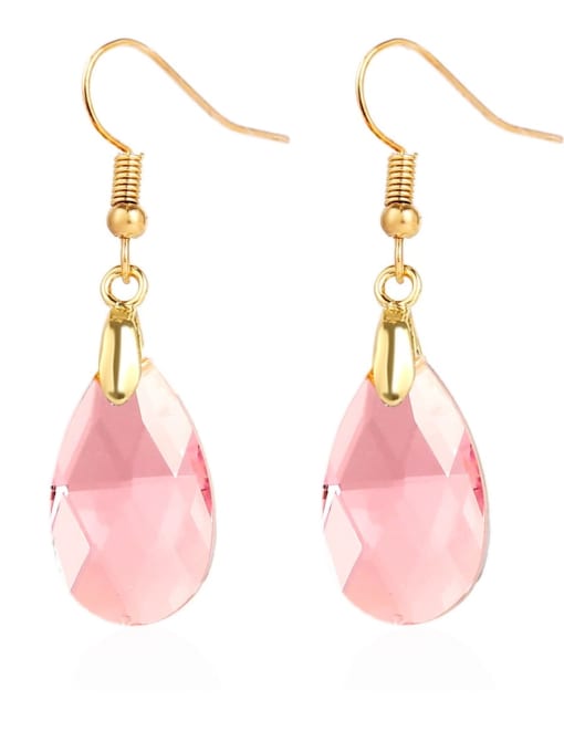 E2108 2 Brass Water  Crystal Drop Earring