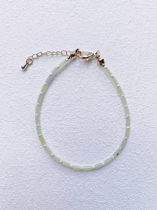 grey Natural  Gemstone Crystal Beads Chain Handmade Beaded Bracelet