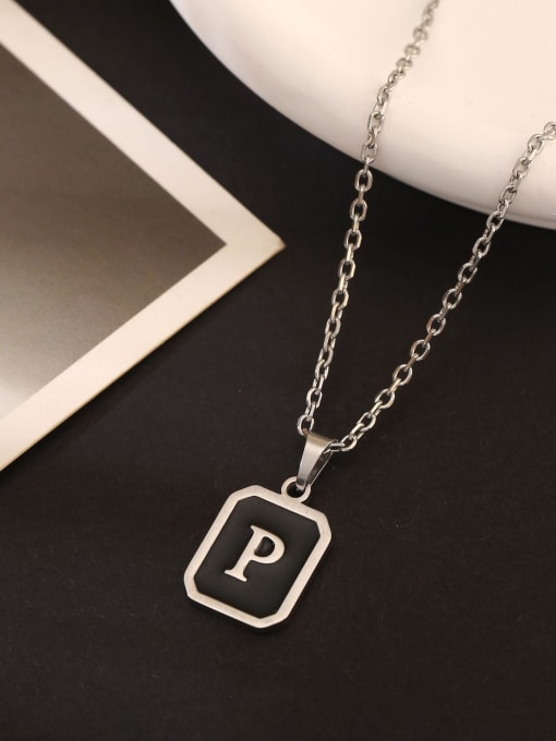 P Stainless steel Geometric Initials Necklace