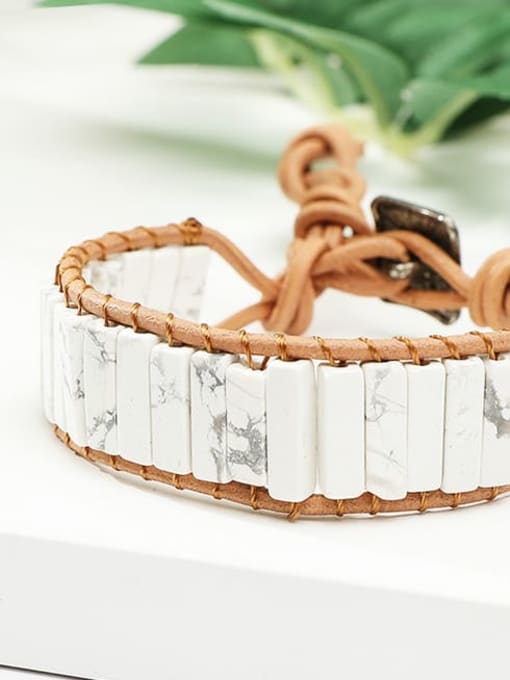 White Turquoise Natural Stone Rectangle Trend Adjustable Bracelet