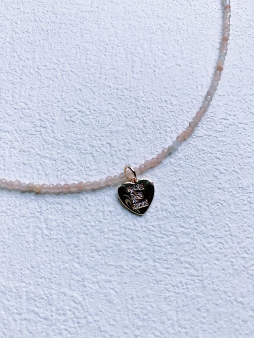 pink apatite chain+heart pendant N-DIY-013 Natural Stone Heart Bohemia Handmade Beaded Necklace