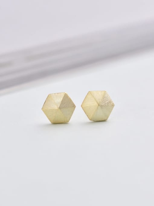 Gold 925 Sterling Silver Geometric Minimalist 6mm * 6mm Stud Earring