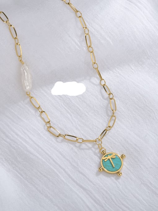 Light blue Stainless steel Shell Frog Classic Necklace