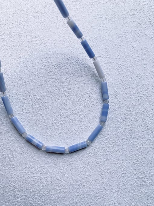 blue N-ST-0016 Natural Stone Geometric Bohemia Handmade Beaded Necklace