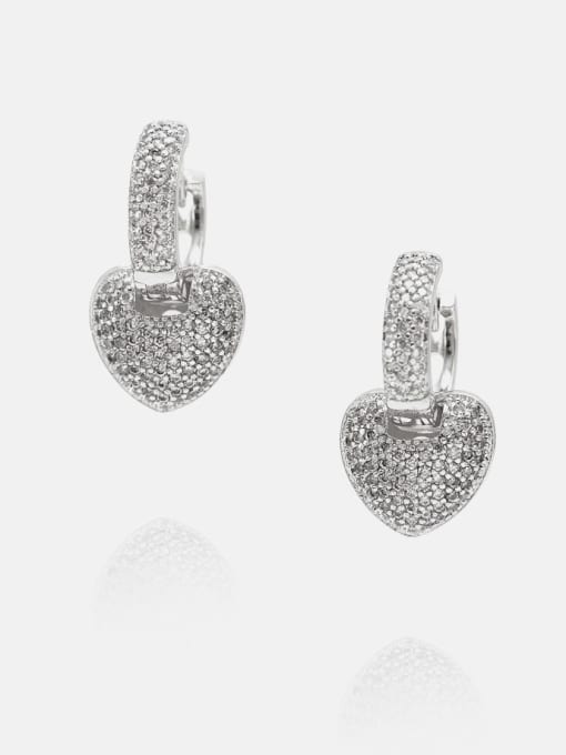 Platinum zircon Brass Cubic Zirconia Heart Cute Drop Earring