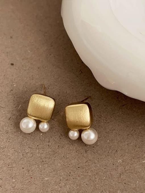 Gold earrings Alloy Imitation Pearl Geometric Dainty Stud Earring