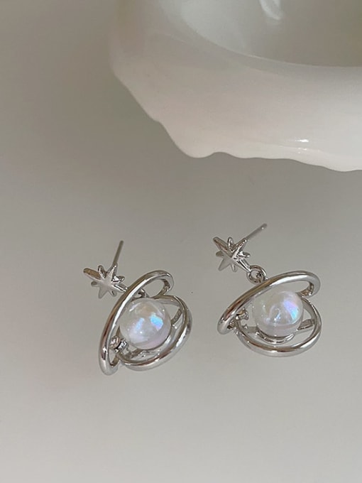 LM Alloy Imitation Pearl Planet Dainty Stud Earring 0