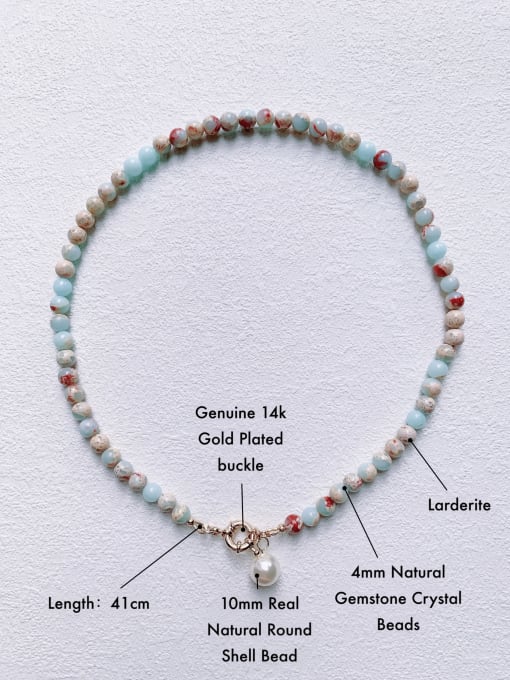 Scarlet White N-STPE-0009  Natural Gemstone Crystal Beads Chain Handmade Beaded Necklace 3