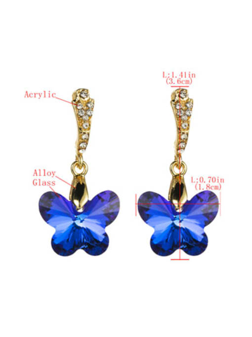 LM Alloy Glass Bead Drop 3.6cm * 1.8cm butterfly Earring 2