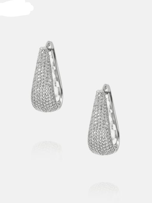 Platinum zircon Brass Cubic Zirconia Geometric Minimalist Huggie Earring