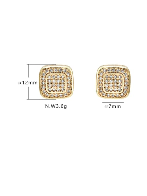 XYZ Brass Cubic Zirconia Square Minimalist Stud Earring 1