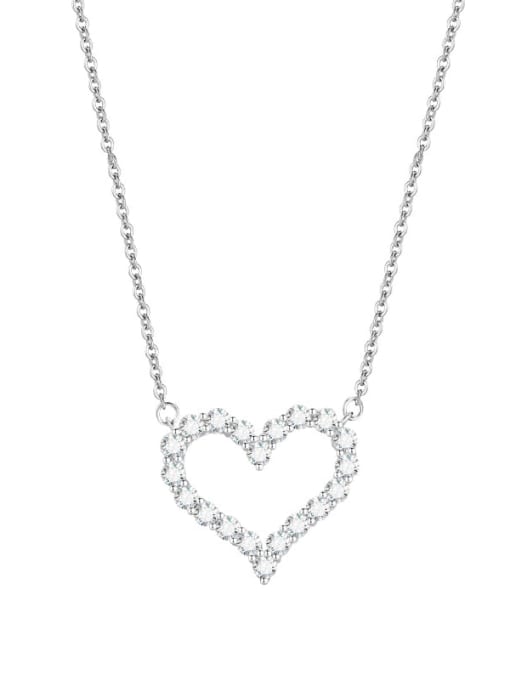 Necklace Heart 925 Sterling Silver Cubic Zirconia White Earring and Necklace Set