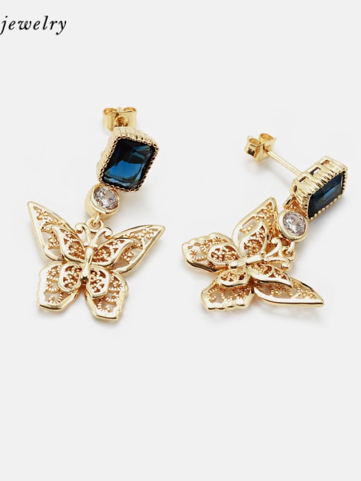 XYZ Brass Cubic Zirconia Butterfly Vintage Drop Earring 0