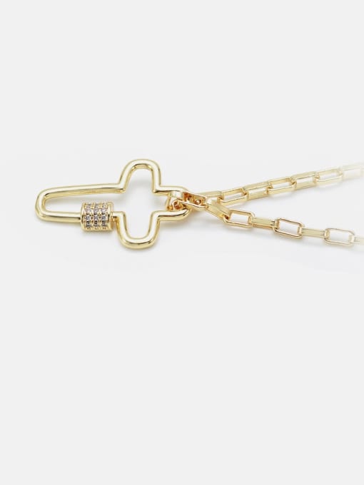 Gold white zirconium Brass  Hollow Cross Minimalist Necklace