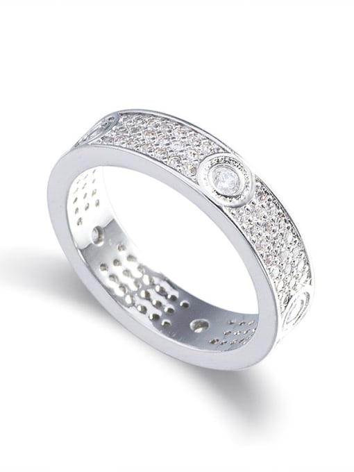 Ring,White Gold Color Titanium Steel Cubic Zirconia Band Bangle