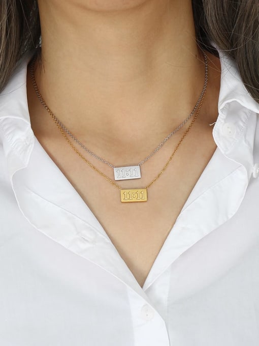 LM Stainless steel Rectangle Minimalist Number Necklace 1