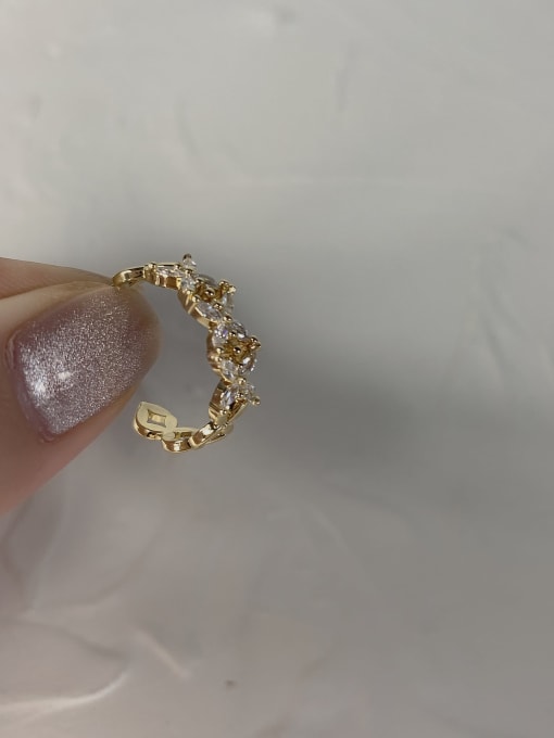 Gold Ring Brass Cubic Zirconia Geometric Minimalist Band Ring