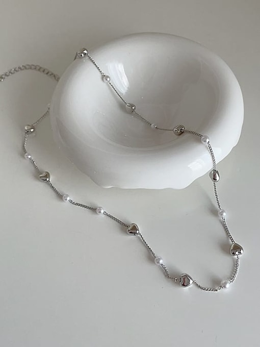 Steel Necklace Alloy Imitation Pearl Geometric Trend Beaded Necklace