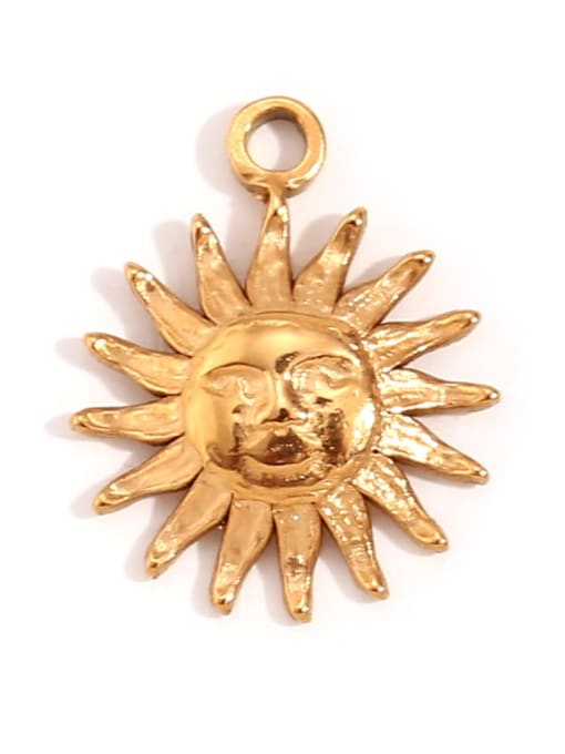 Facial Sunflower Sunflower Pendant Stainless steel 18K Gold Plated Irregular Charm